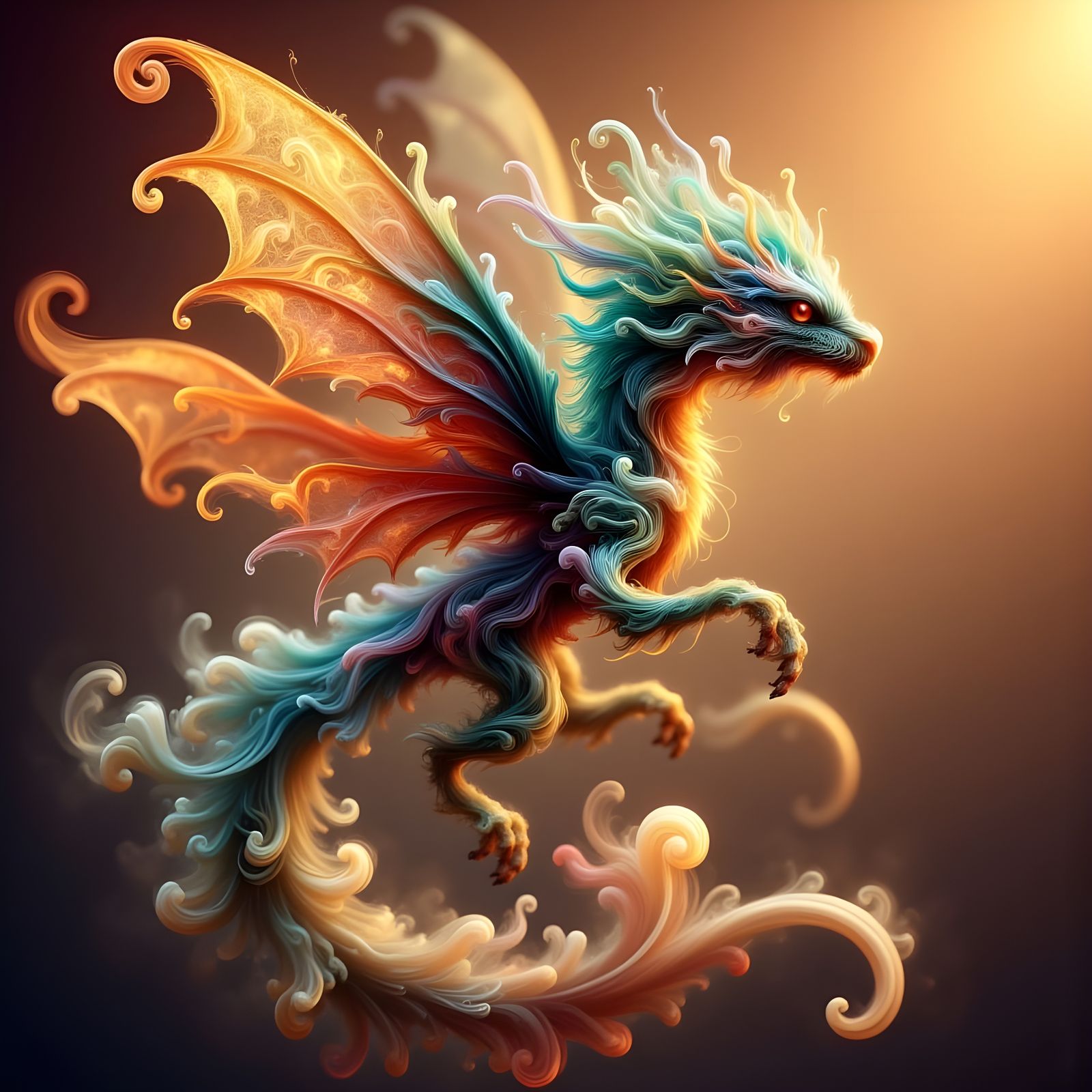 Iridescent Butterfly Dragon Portrait in Anime Style