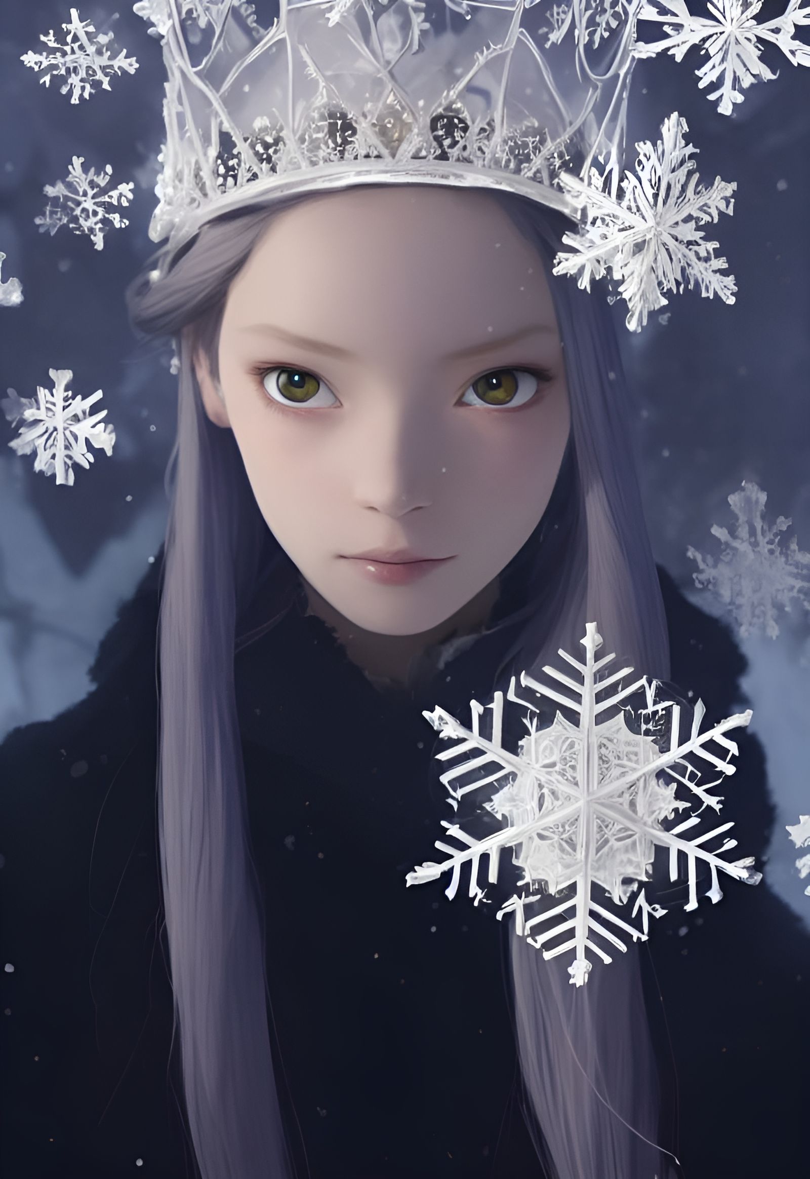 Beautiful Ice Princess Portrait with Ice Crown