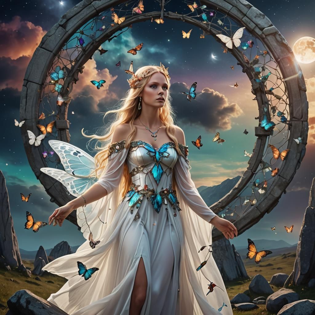 Fairy Goddess in Druid Circle: Fantasy Art
