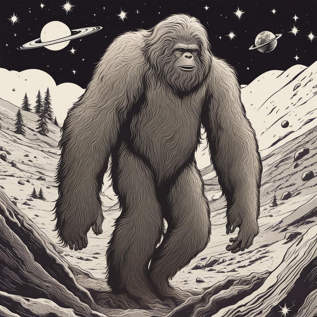 Sasquatch Drifting Through Outer Space
