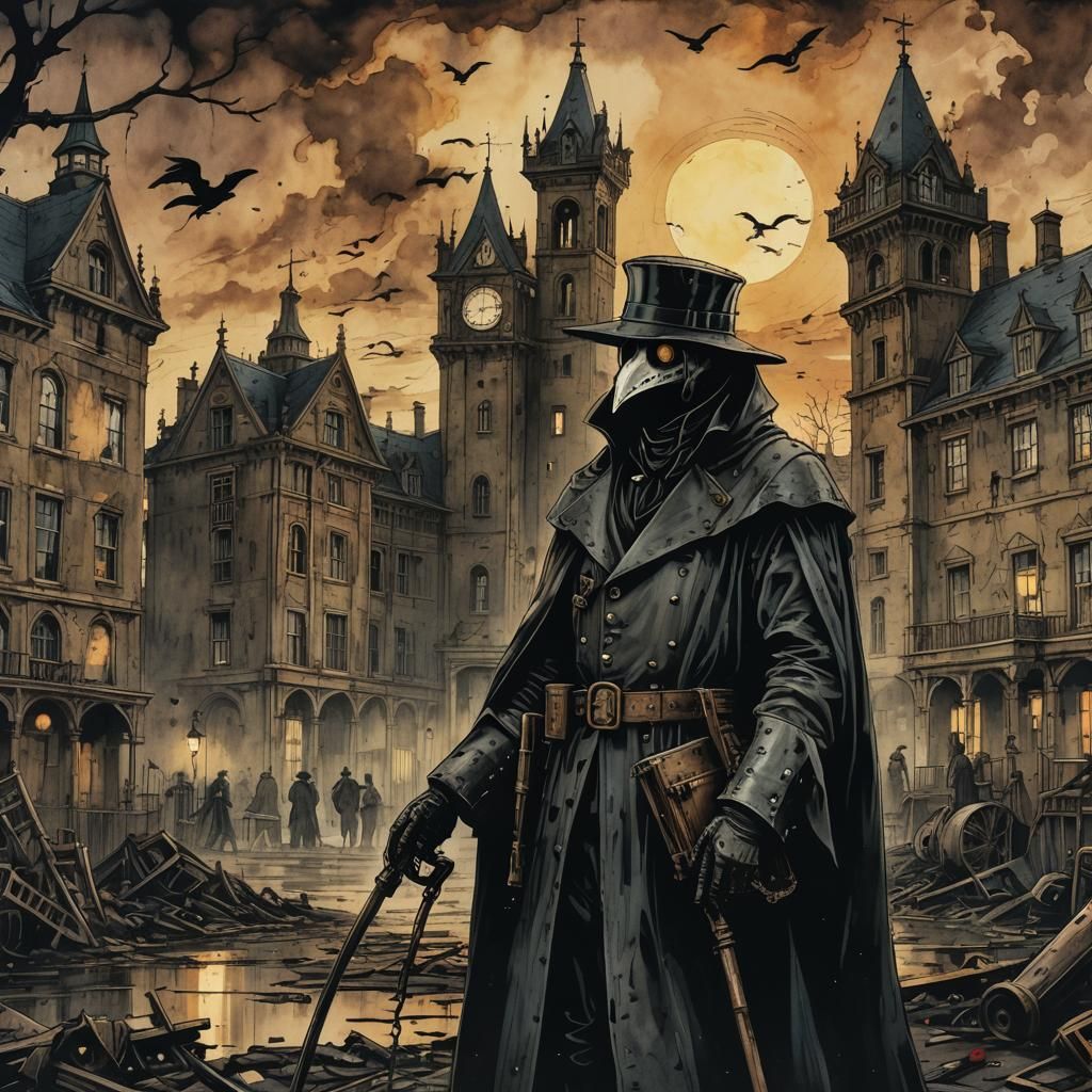 Plague Doctor by Asylum: Modern Ink Painting