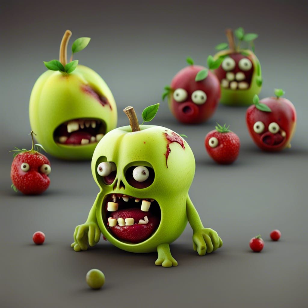 Cartoon Zombie Fruits Characters