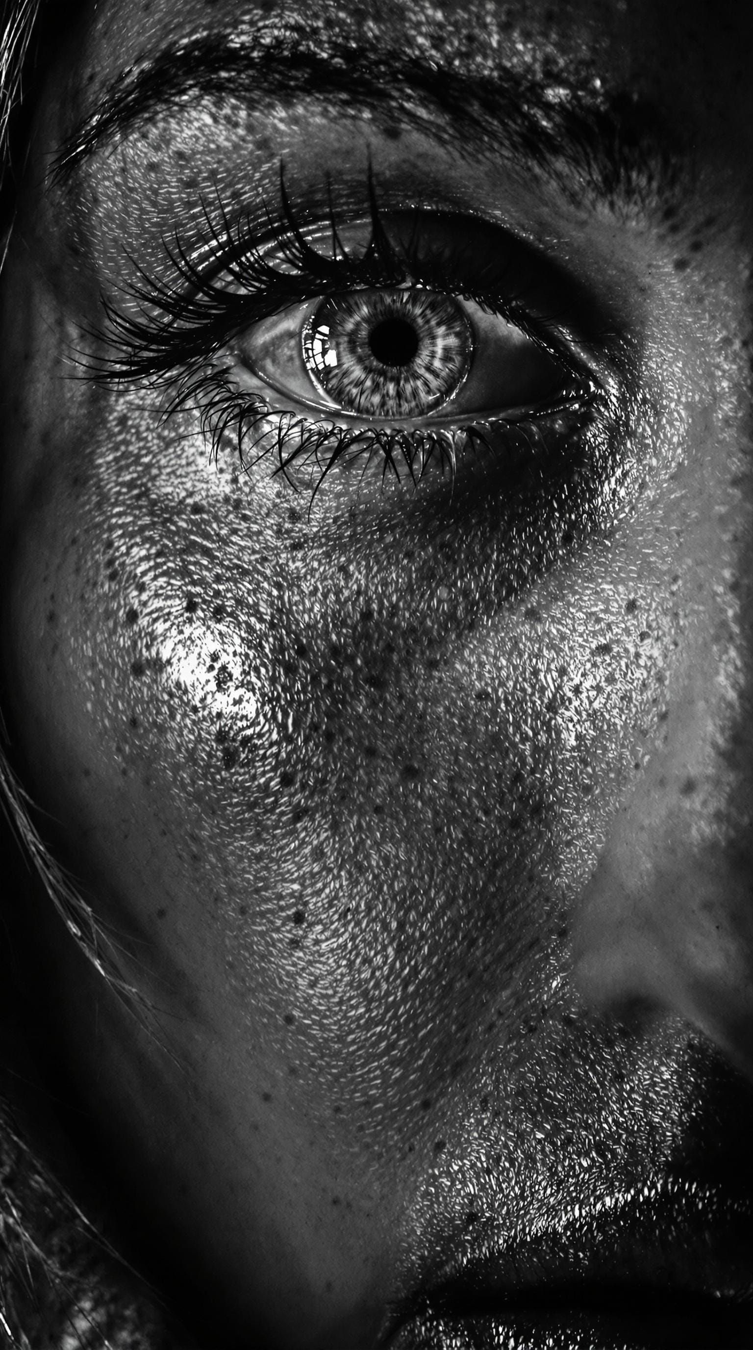 Intense Close-Up Portrait of a Woman's Eye in High Contrast ...
