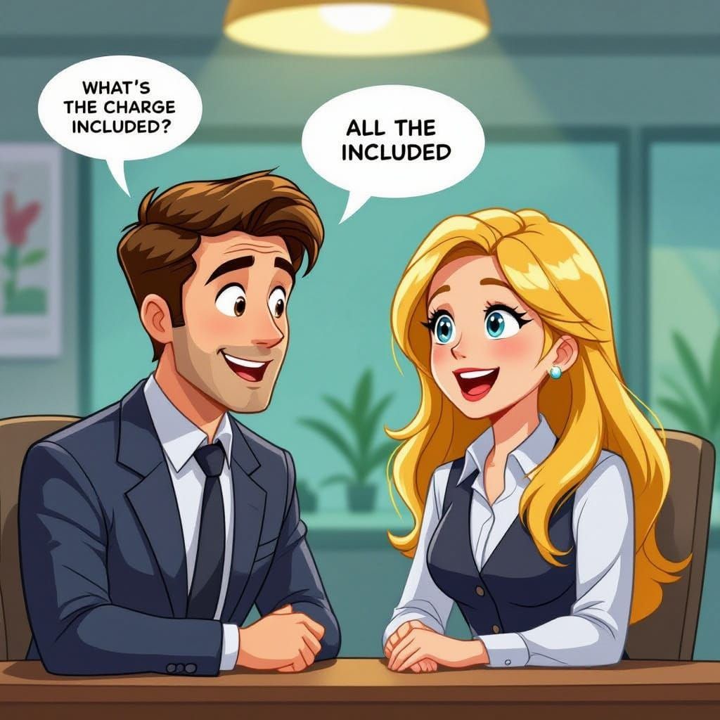 Customer Service Dialogue: Charges Explained in Cartoon Styl...