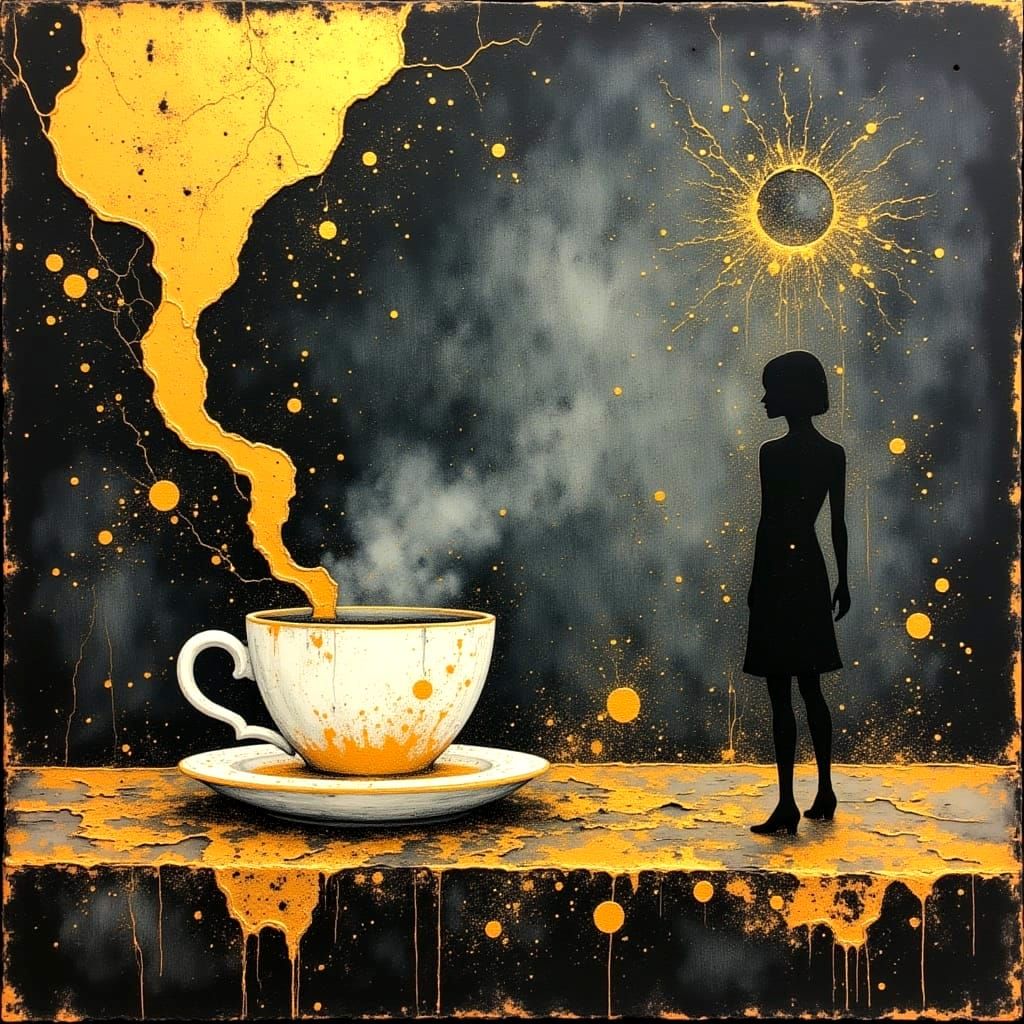 Ancient Gold Tea Cup in Divine Oil Style