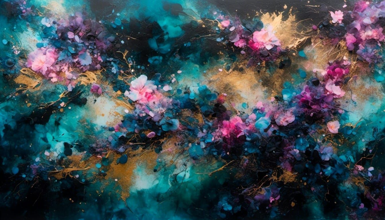 Mystical Midnight Flower Garden in Impasto Style