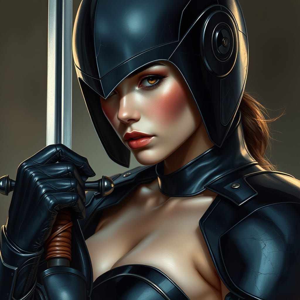 Warrior in streamlined armor