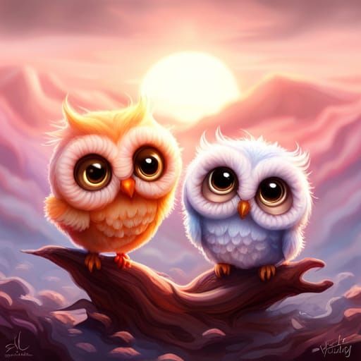 Cute Knitted Yarn Owls Around a Campfire