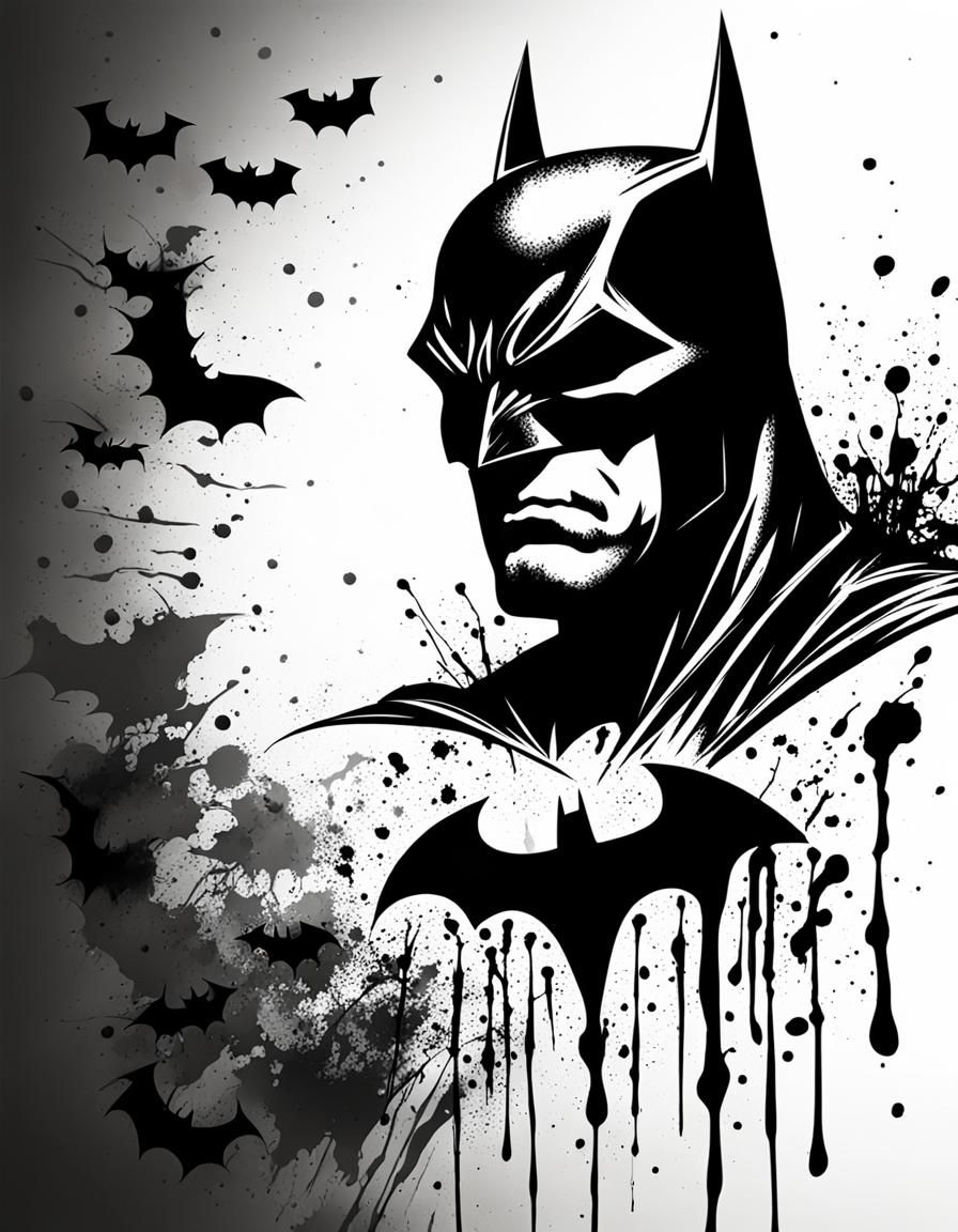 Ink Splatter Batman Silhouette in 2D