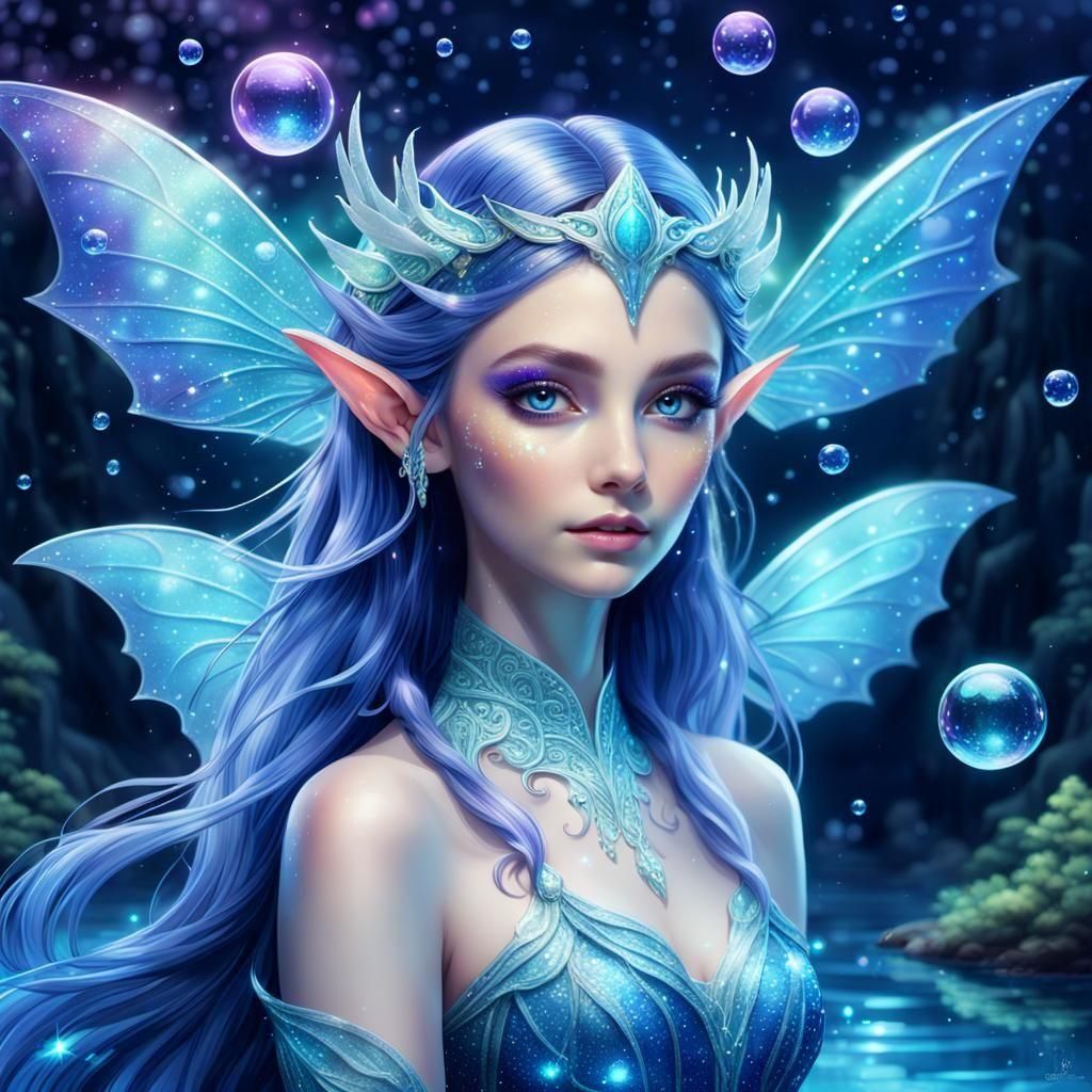 Elven Princess with Bioluminescent Wings in Fantasy Art