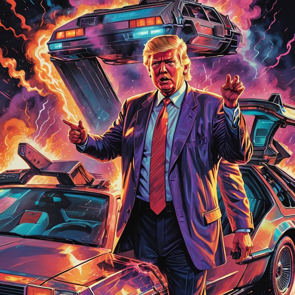 Trump's Retro Sci-Fi Adventure: A Blockbuster Movie Poster