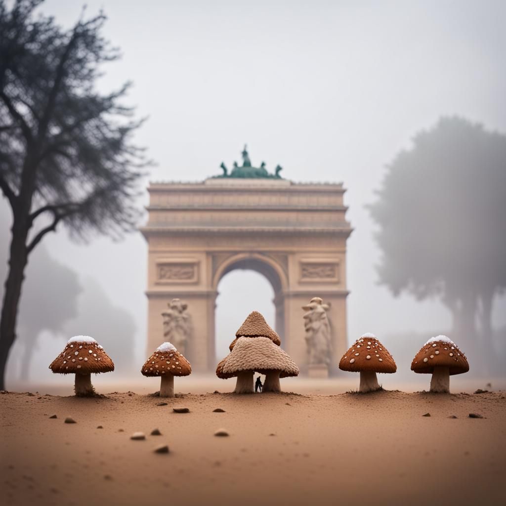 Surreal Arc de Triomphe in Sahara Desert Photo