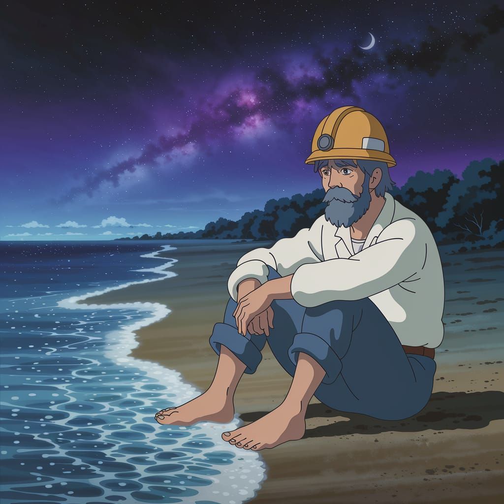 Italian Geologist Under Starry Sky: Anime Style