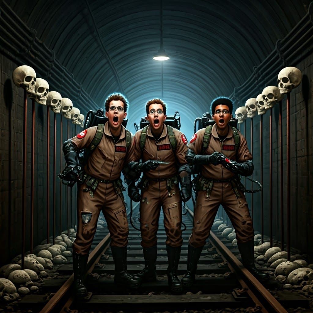 Ghostbusters' Horror in Dark Underground Railway