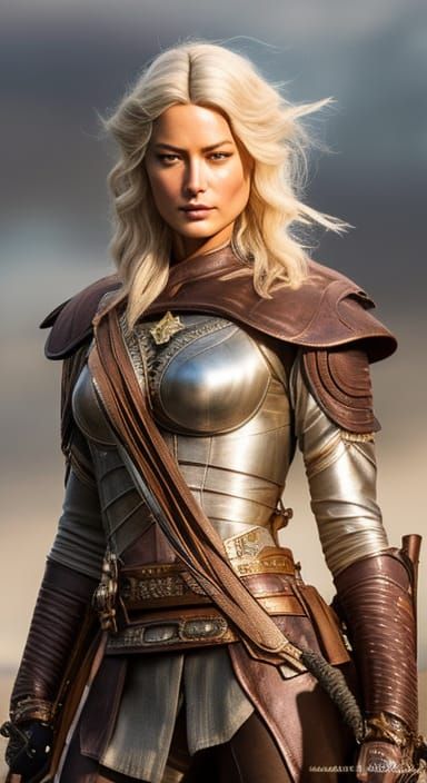 Ciri in Intricate Armor: Hyperrealistic Digital Illustration