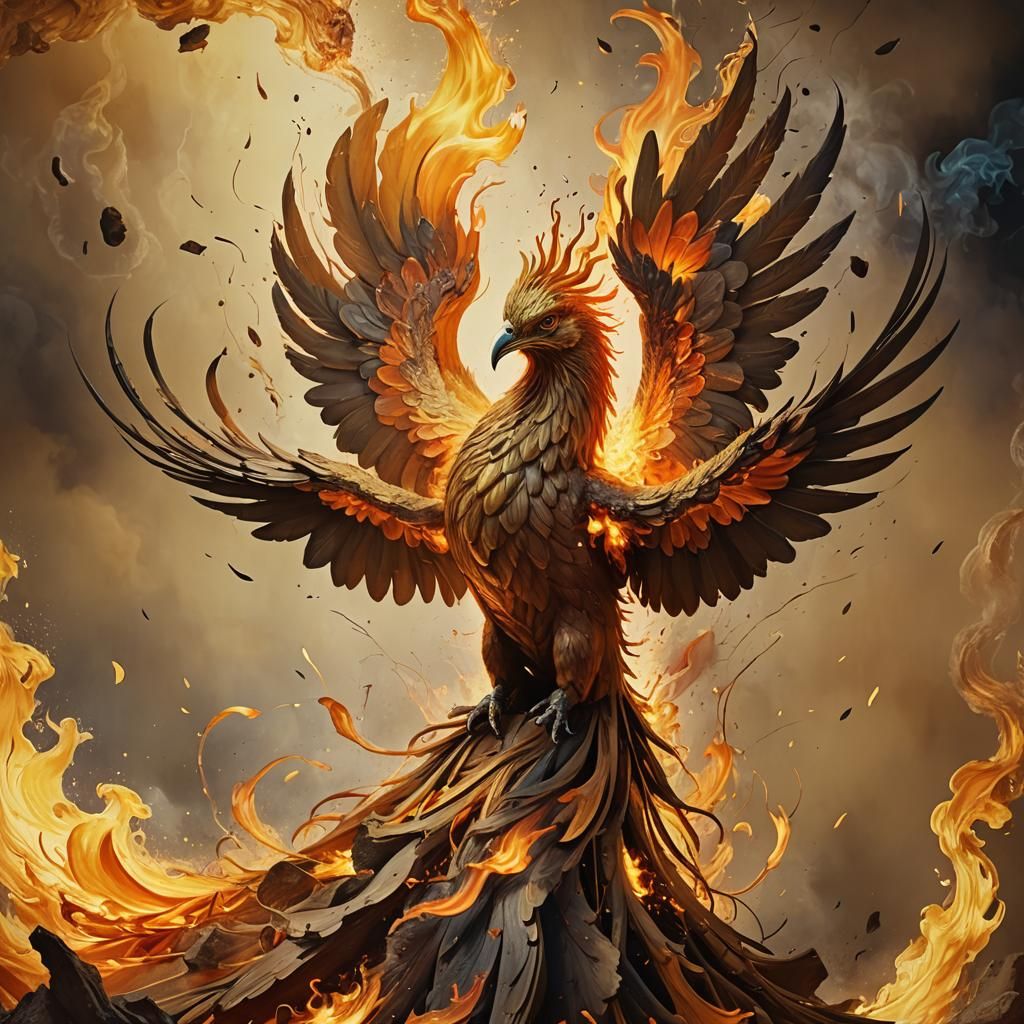 Phoenix Reborn in Fire: Vivid Digital Art