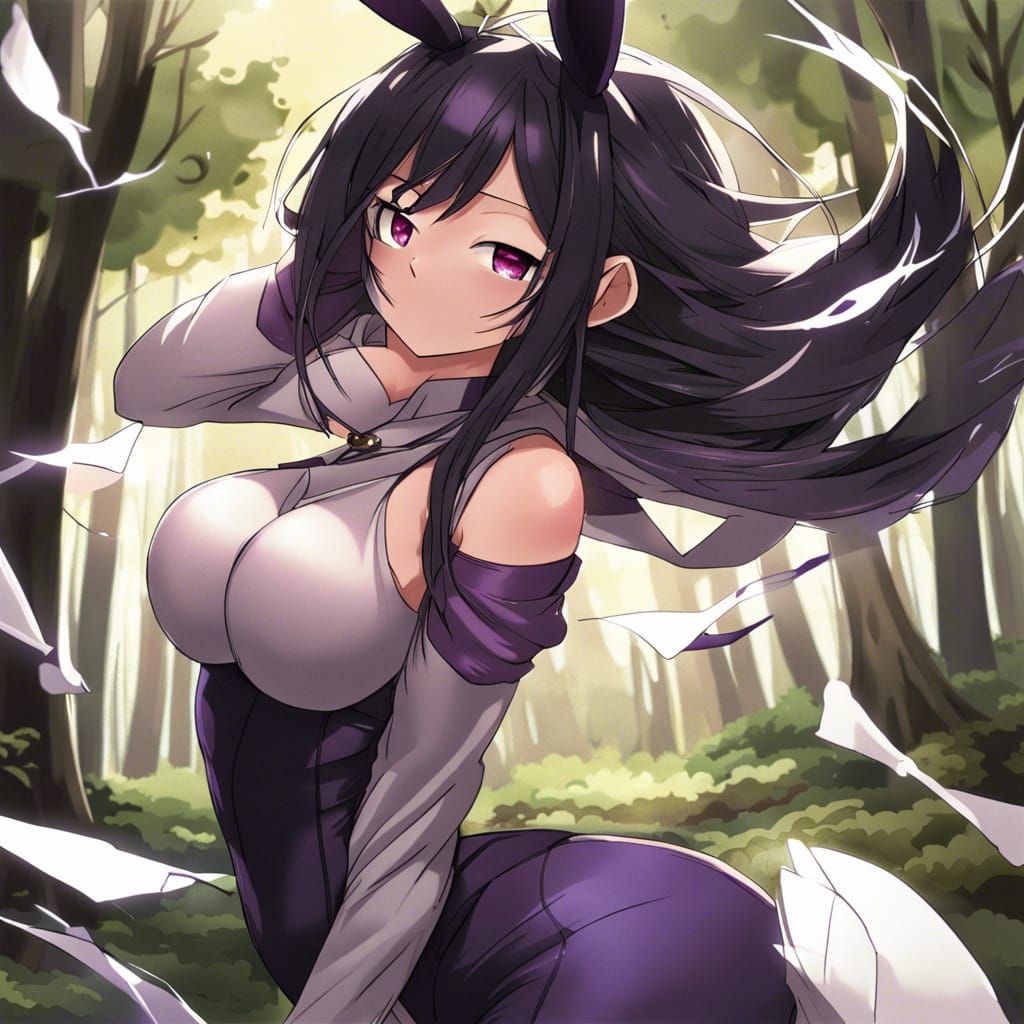 Anime Rabbit Girl in Fantasy Woods
