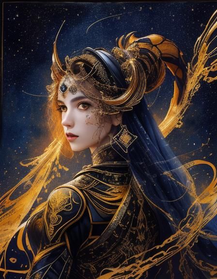 Woman as Scorpio in Watercolor Style