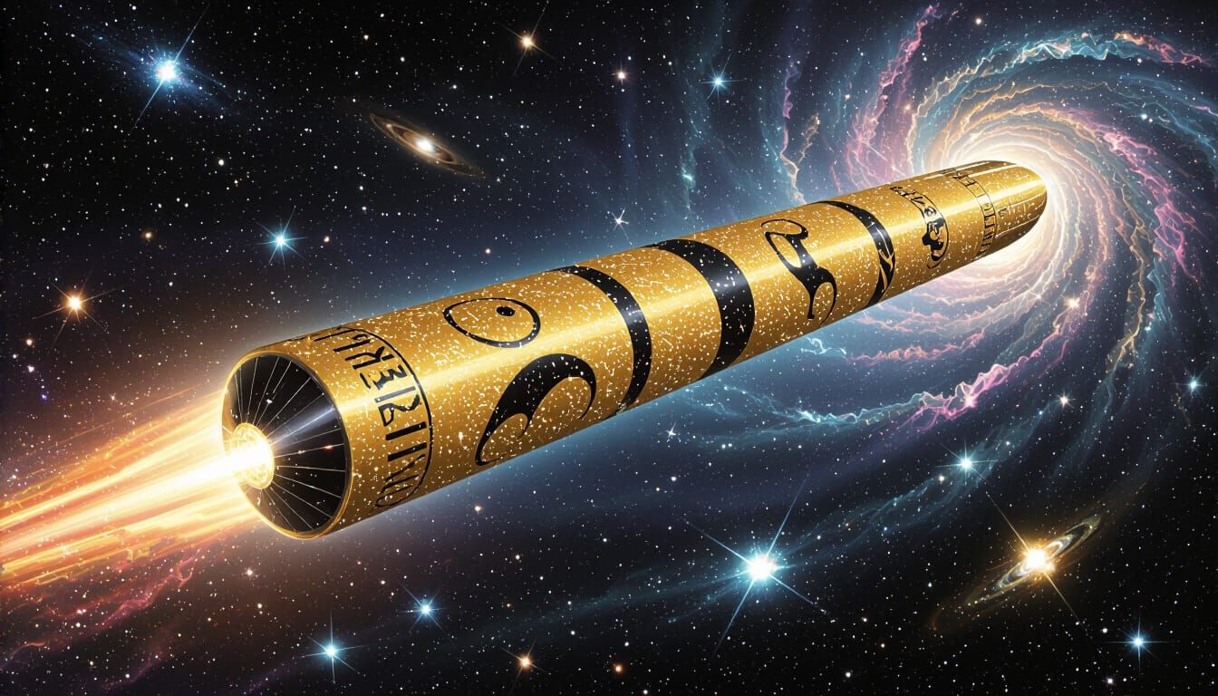 Gold Starship Races Through Klimt-Inspired Space