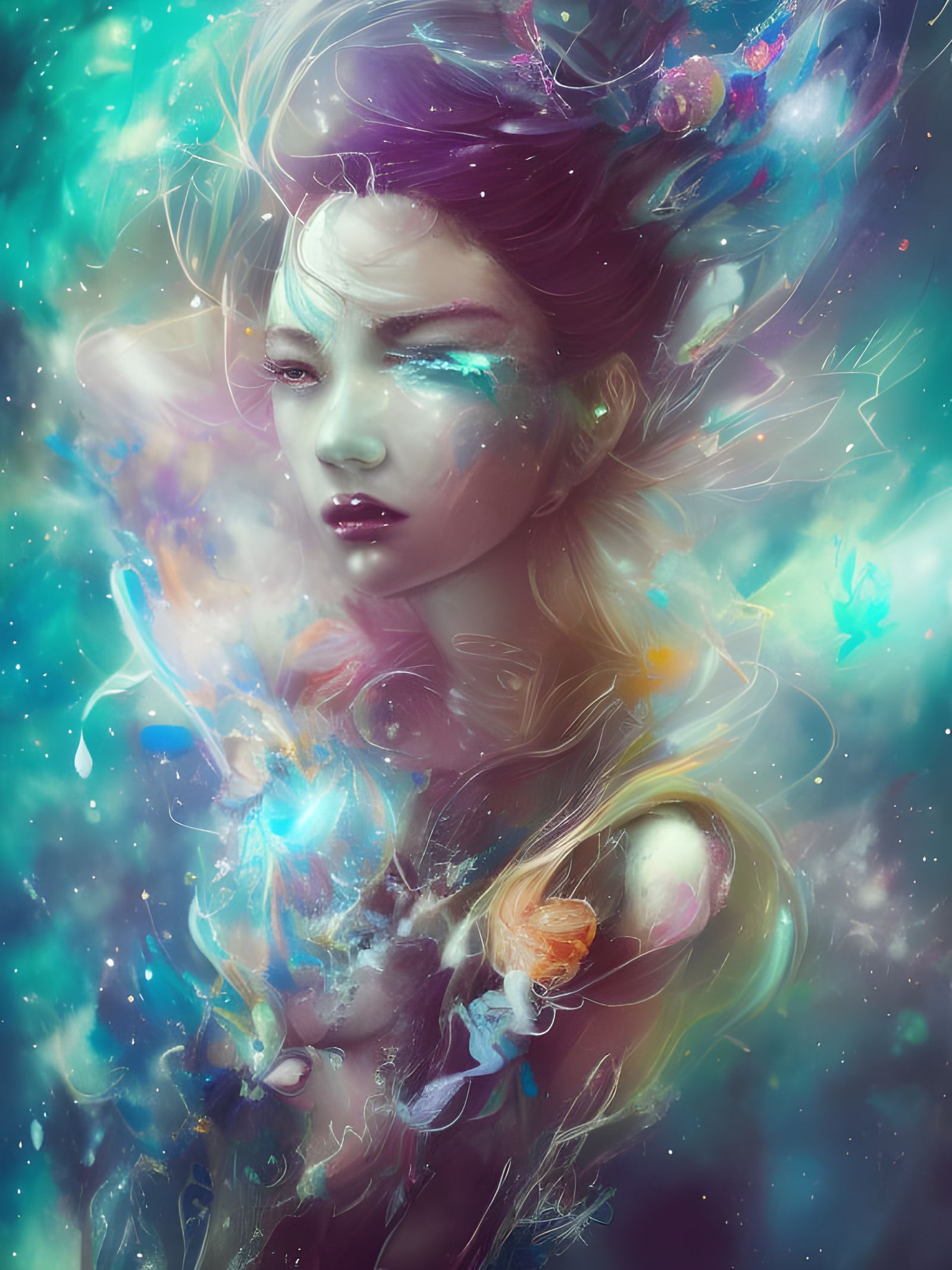 Magical Cosmic Rainbowscape: Digital Art by Artgerm