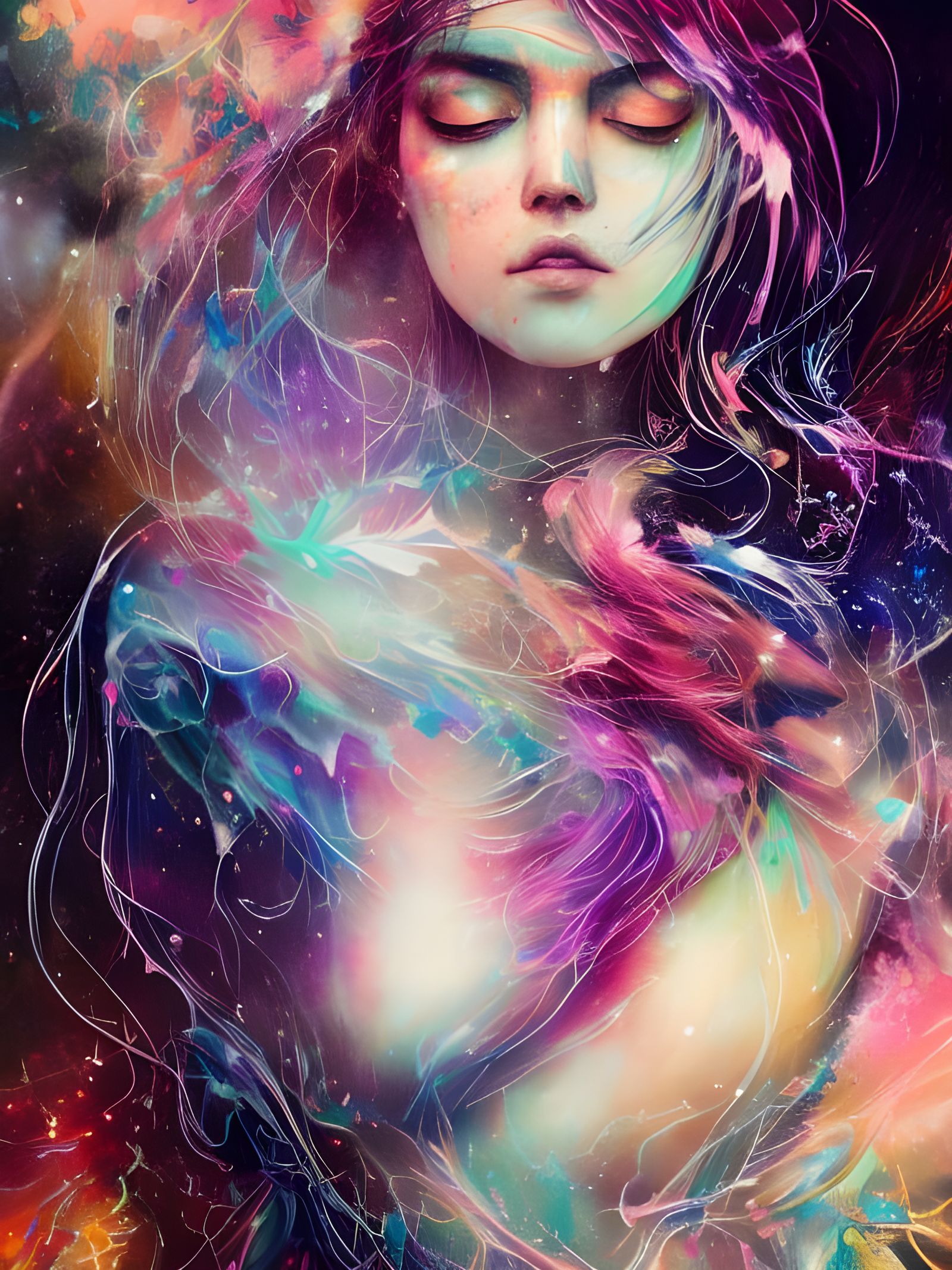 Magical Cosmic Rainbowscape in Digital Illustration
