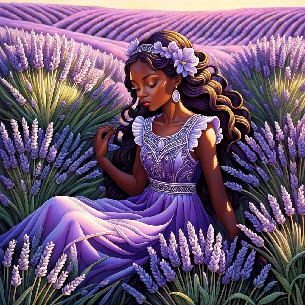 Lavender Field: Intricate Details in a Visionary Style