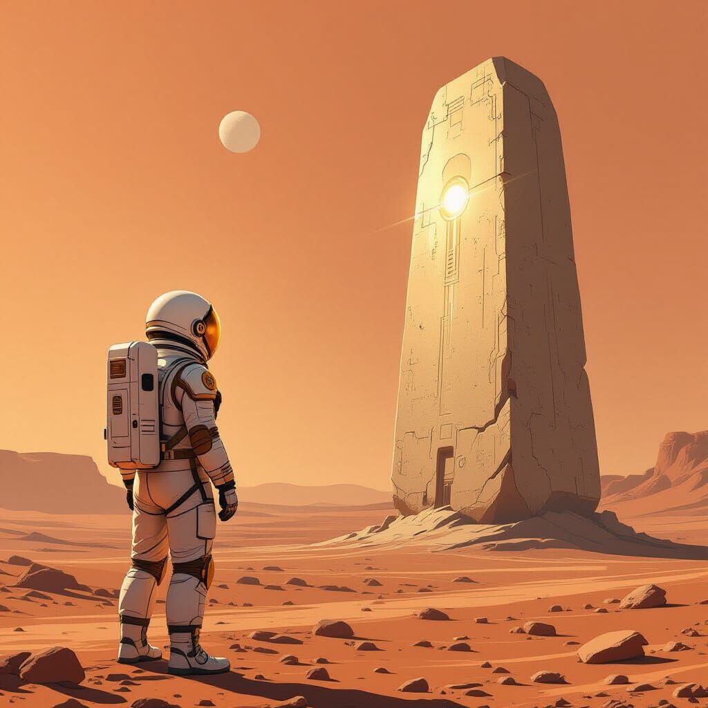 Astronaut Discovers Alien Monolith on Mars