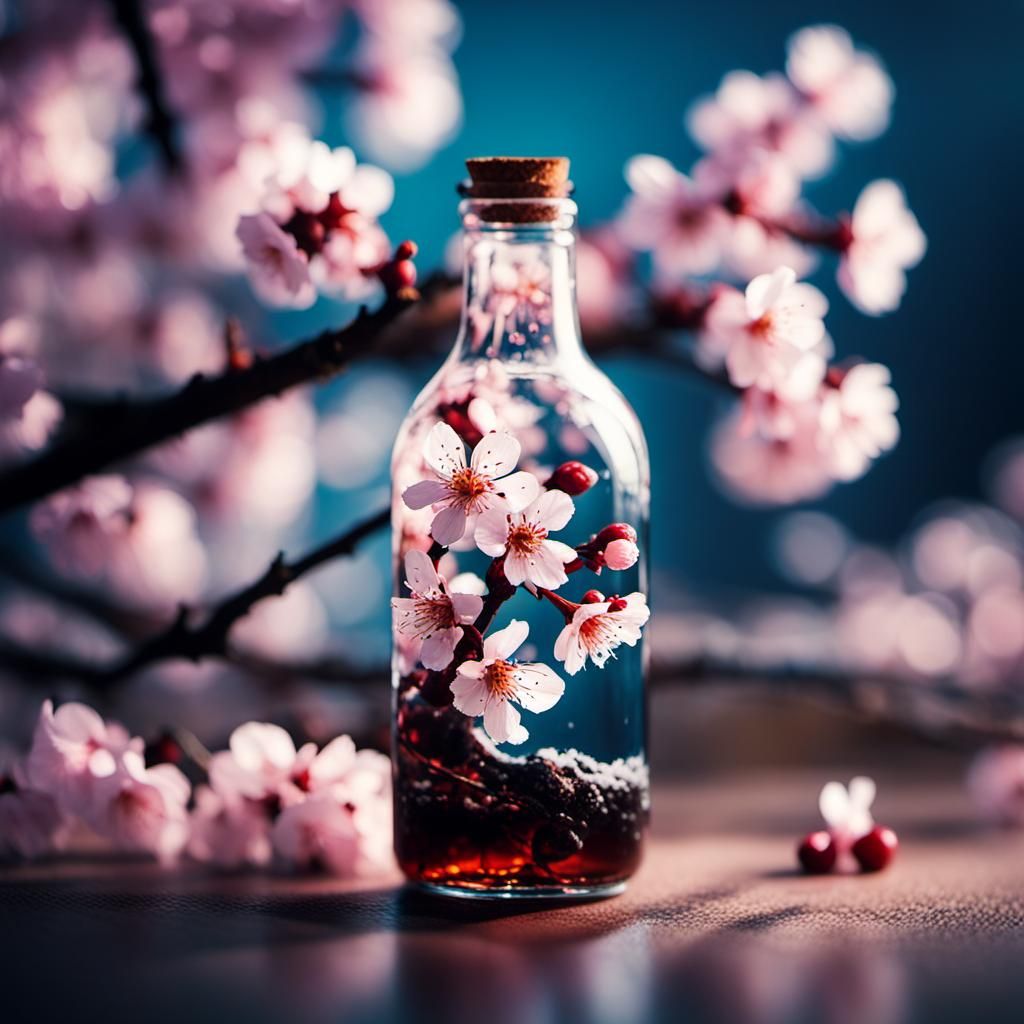 Cherry blossom in a bottle