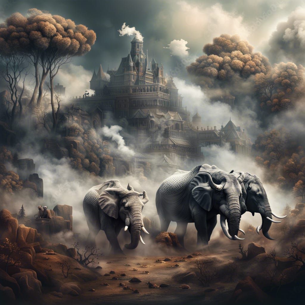 Dreamlike Smoke Animals in Digital Matte Painting