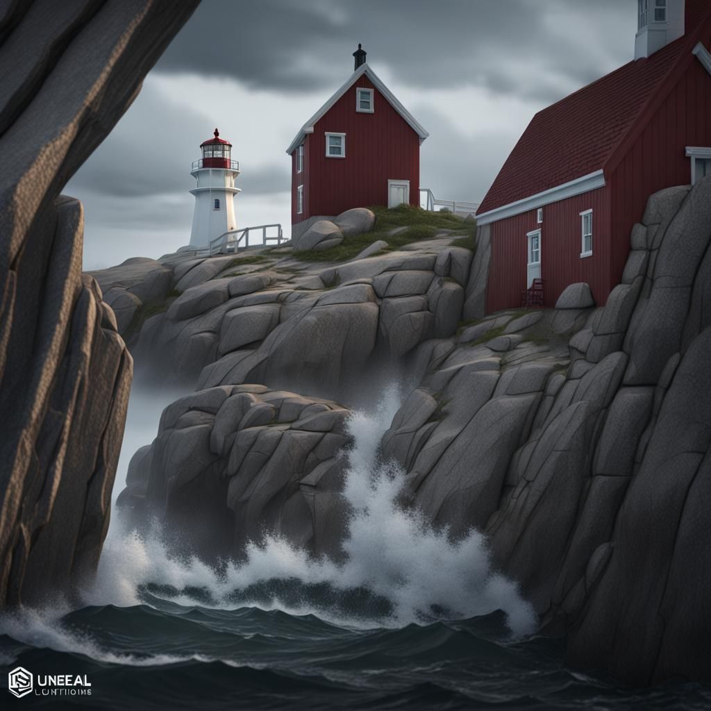 Peggy's Cove Lighthouse in Stormy Weather