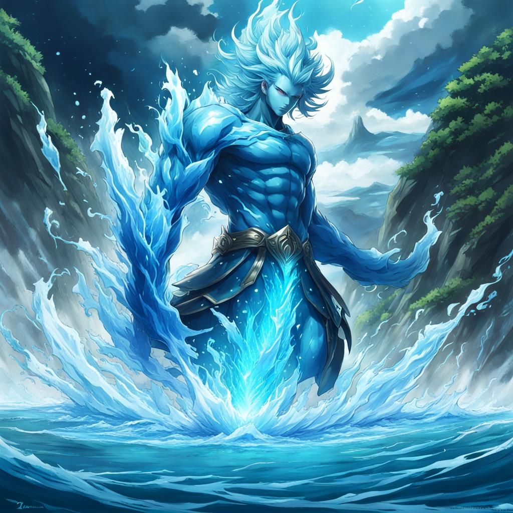 Anime Style 4K Male Water Elemental