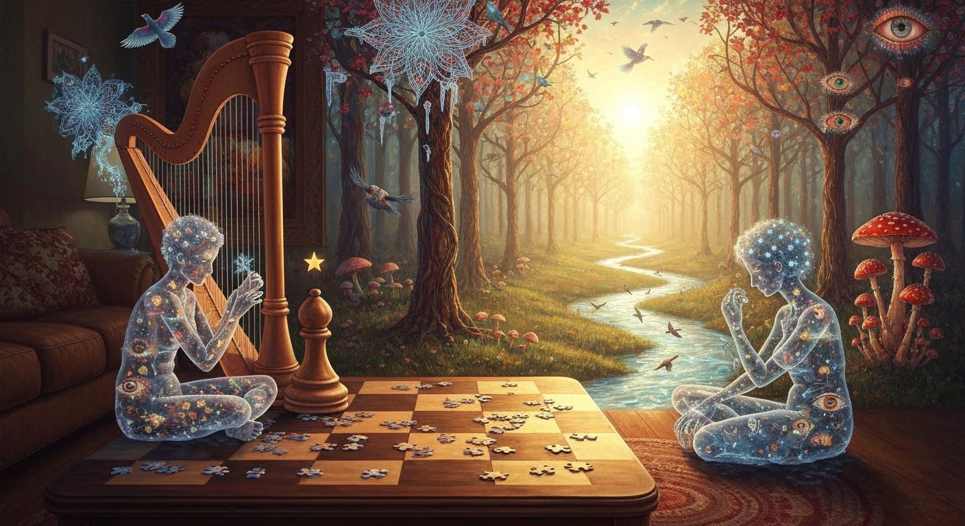 Hazy Oil Painting of Chess Queen with Drifting Colors