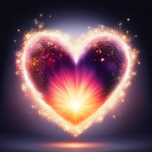 Glittering Heart on Black Background in 8K