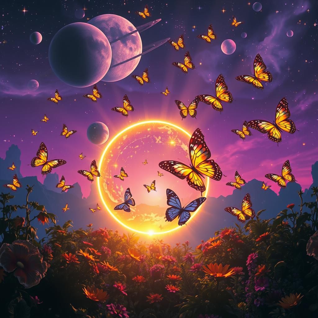 Otherworldly Butterflies Dance in an Alien Sky