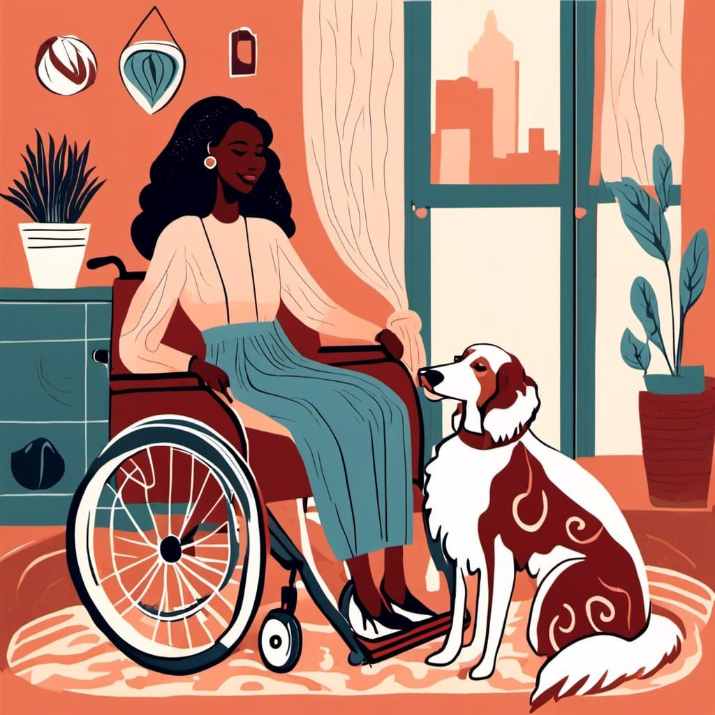 Kind Woman and Borzoi in Cozy, Retro Style