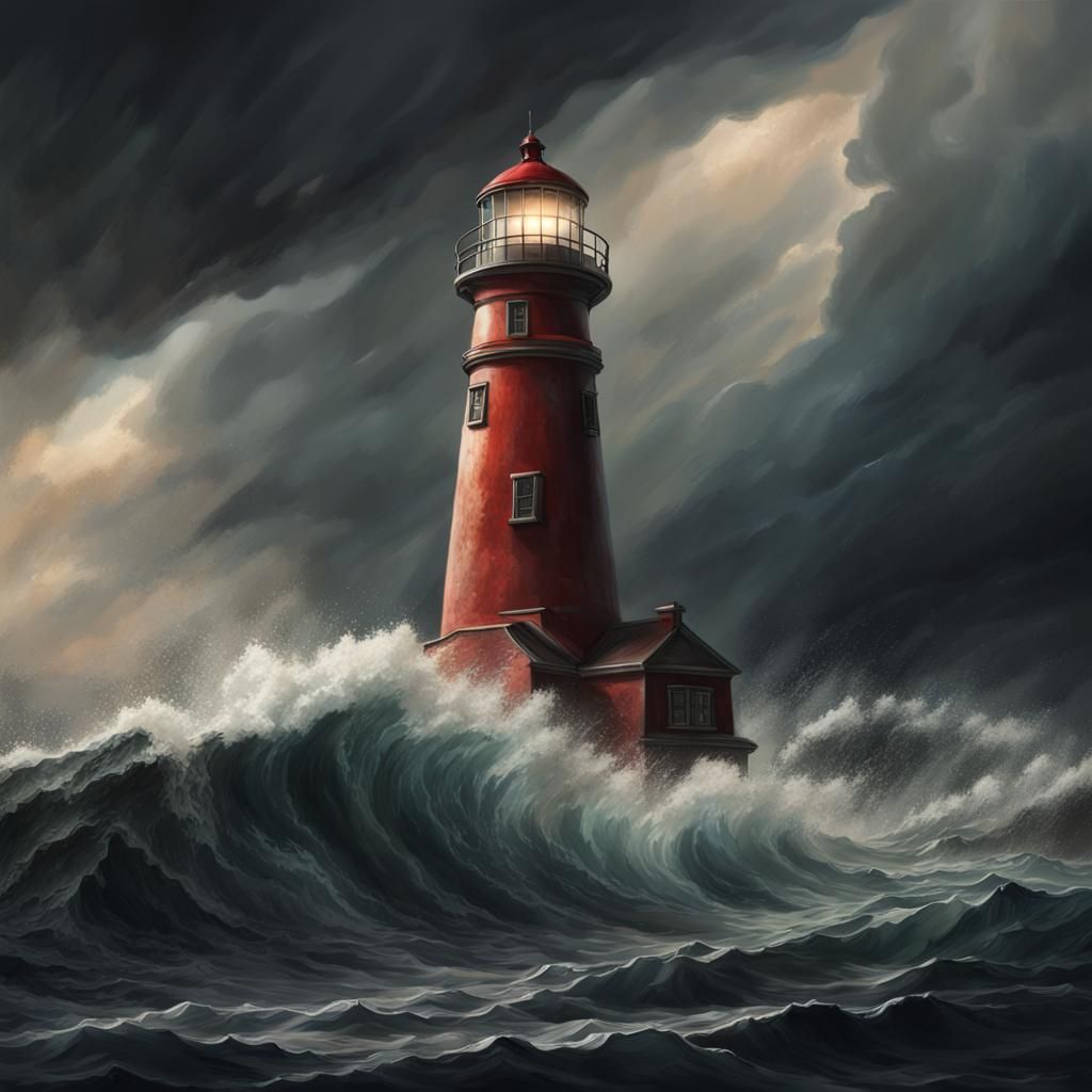 Lighthouse Stands Strong During Gale-Force Storm
