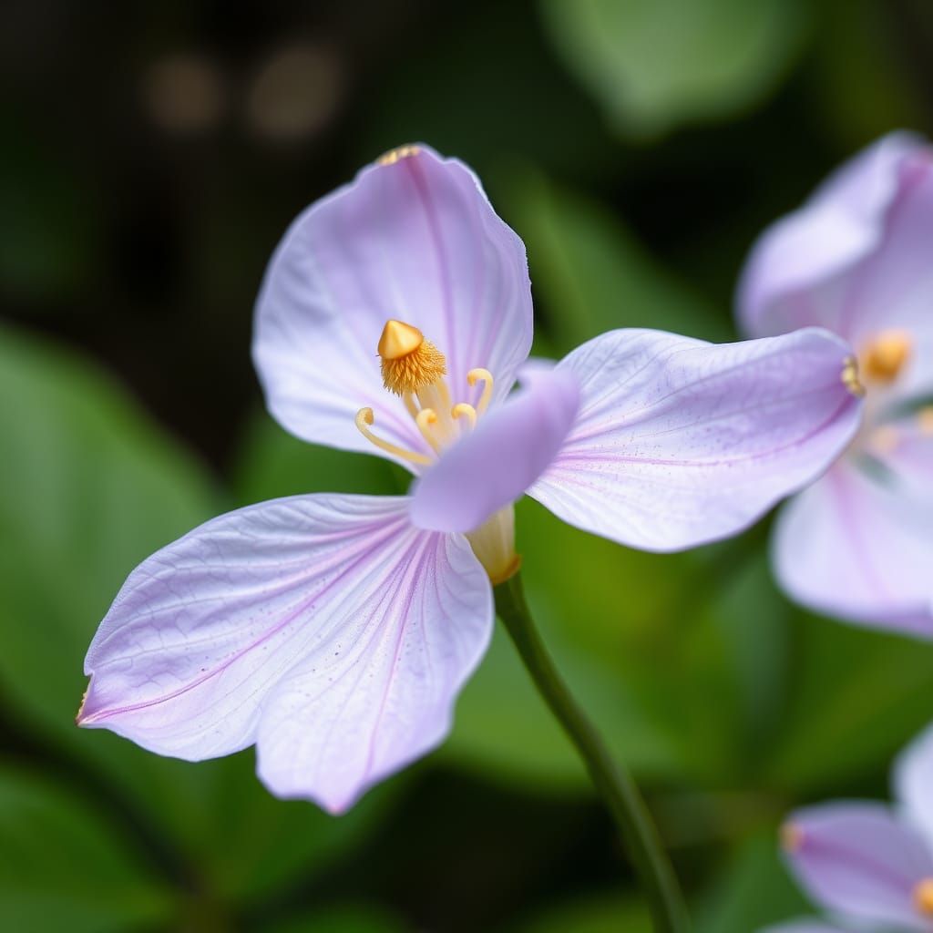 Ethereal Light Purple Flower with Golden Tips