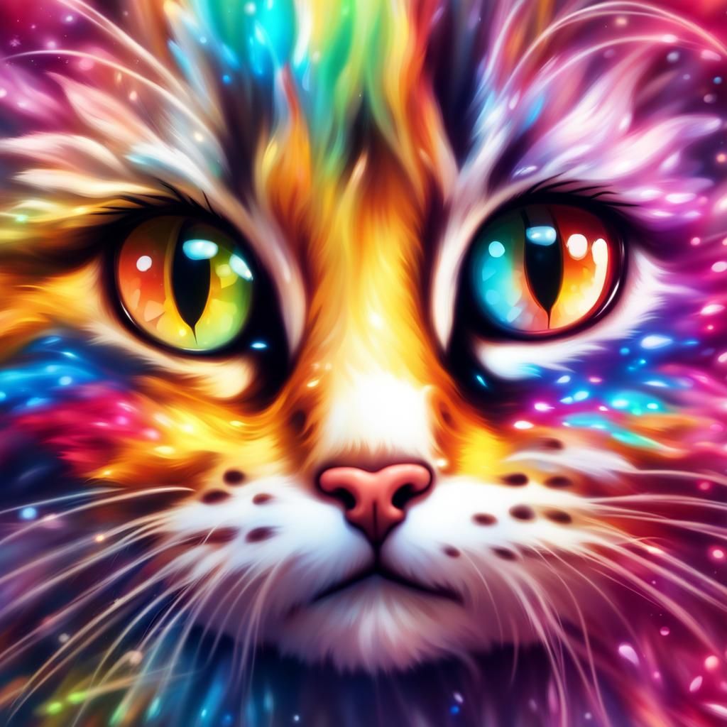 Hyperrealistic Illuminated Kitty in Splash Art Style