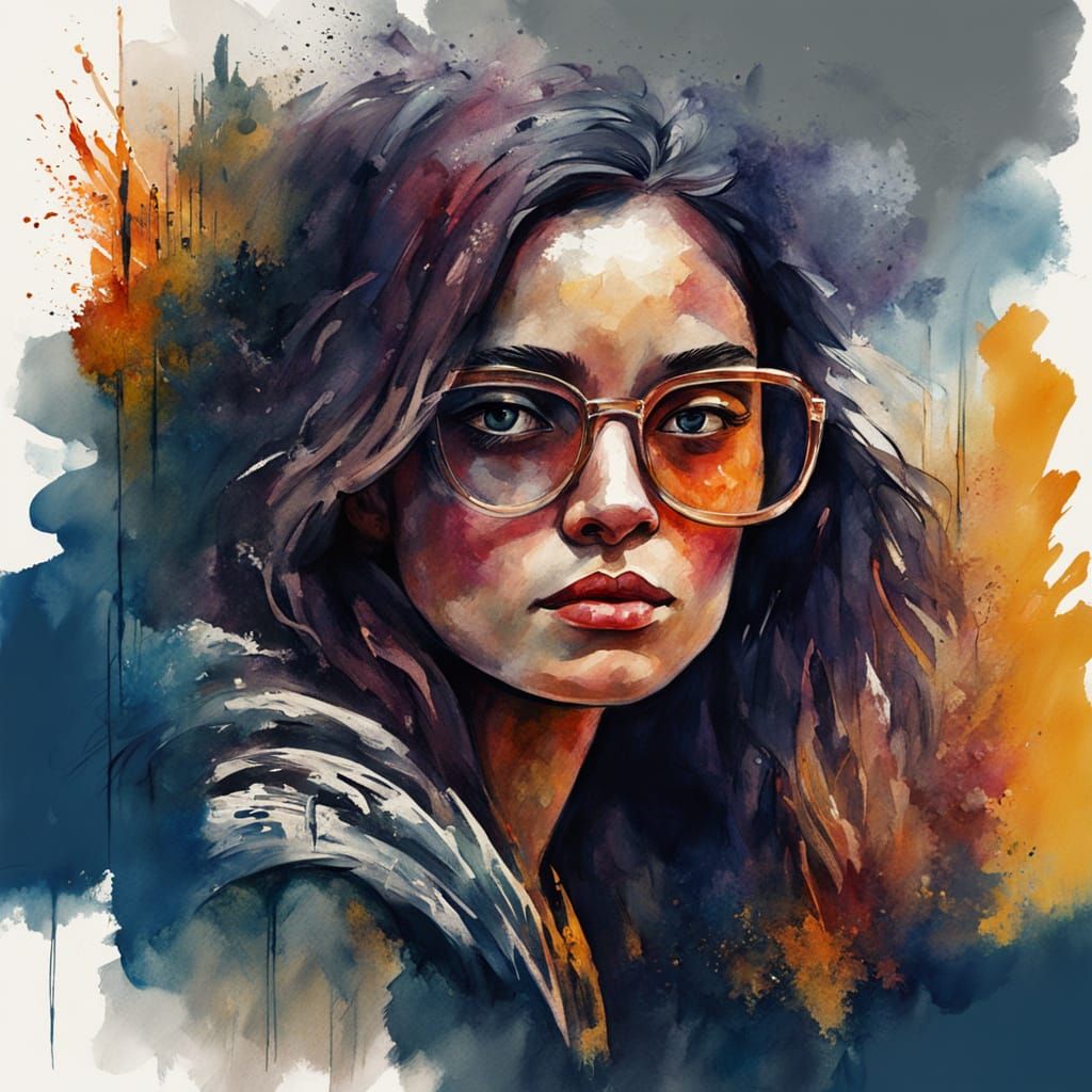 Woman Driving Sports Car in City: Gouache Style