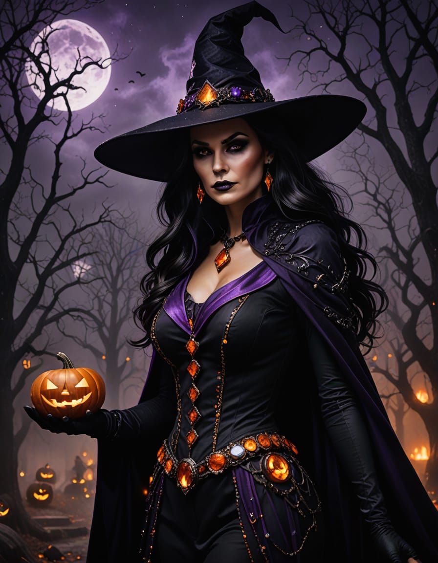 Alluring Halloween Attorney in Fantasy Art Style