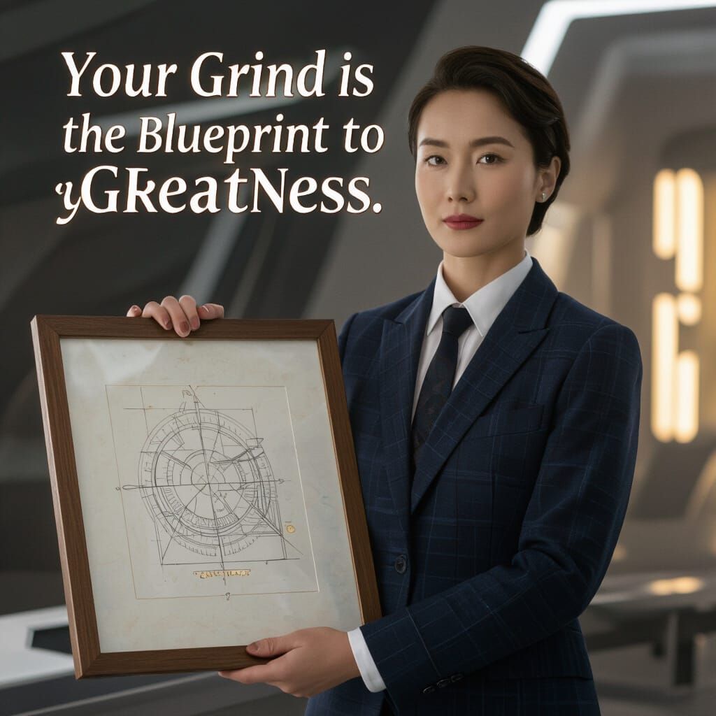 Confident Architect with Motivational Quote in Futuristic St...