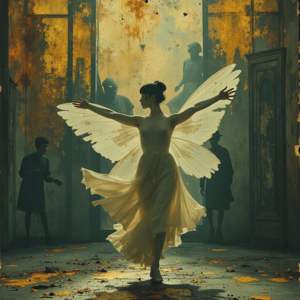 Ghostly Burlesque Dancer Performs on Dilapidated Stage