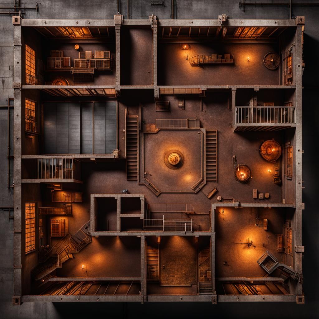 Rusted Courtyard Battle Map in Steel Mill