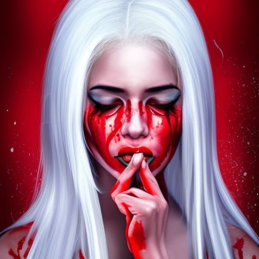 Girl with Black Tears: Hyperrealistic Splash Art