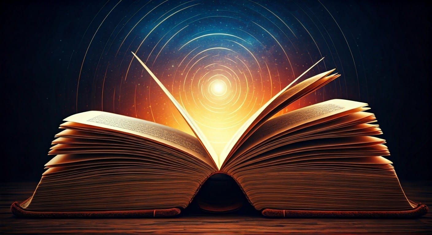 Mystical Landscape Unfolding from Ancient Book