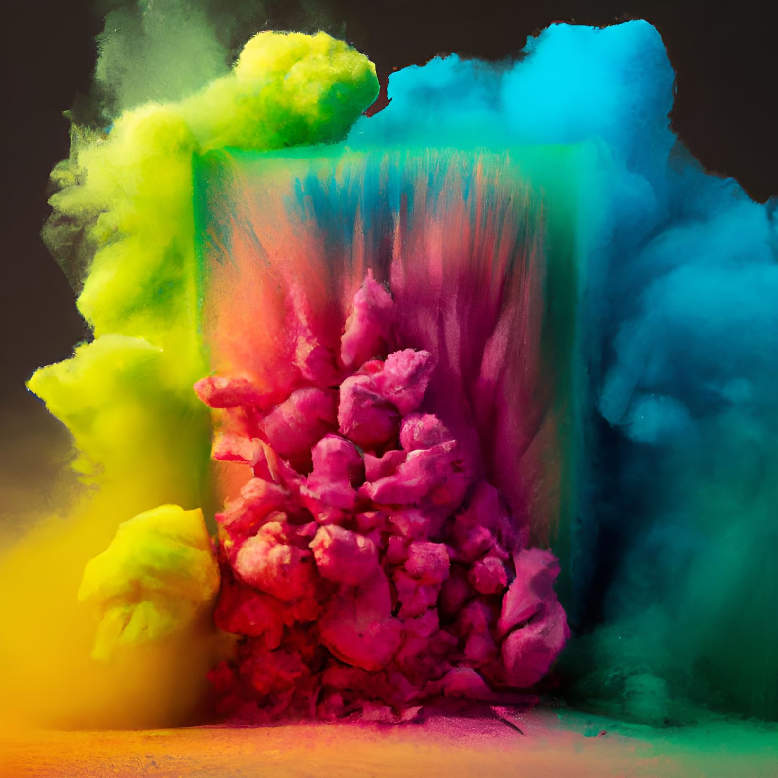 High-Speed Holi Explosion with Vivid Minerals