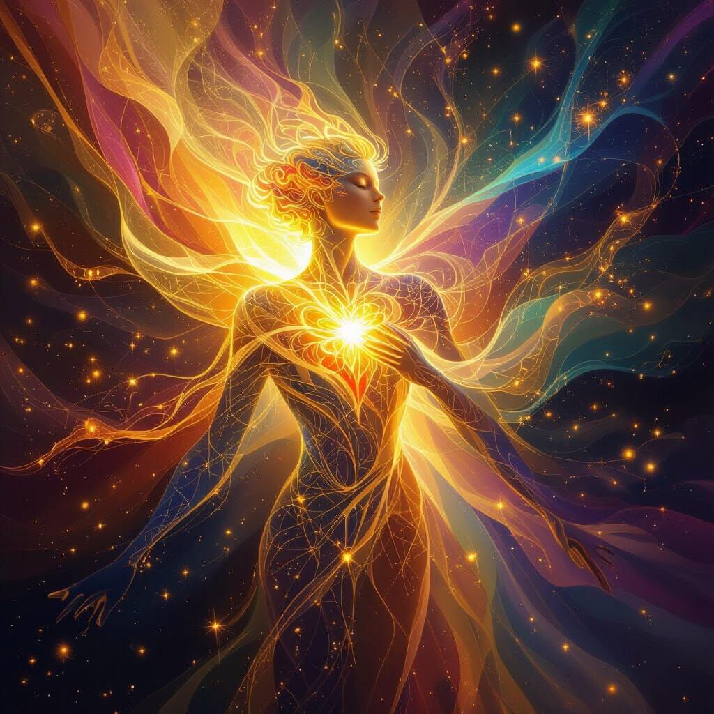 Celestial Love Embodied in Golden Light