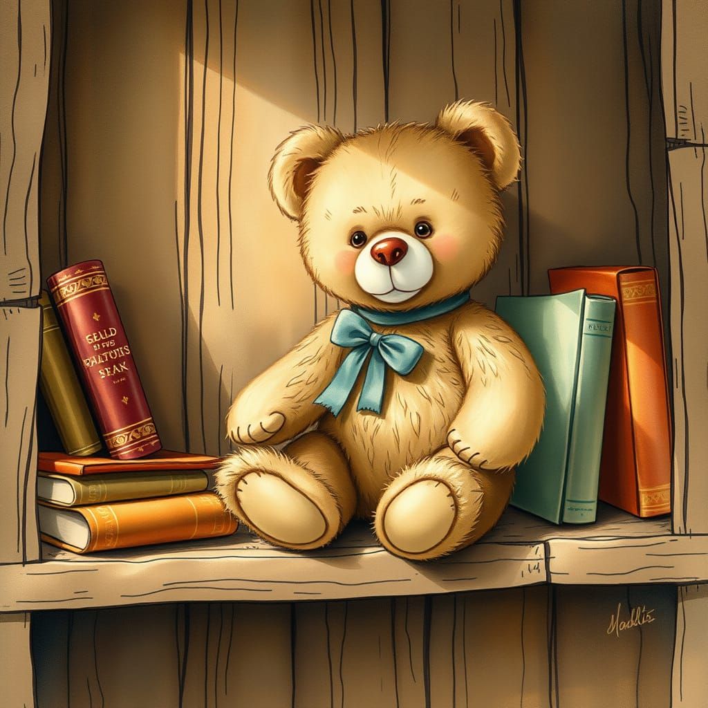 Whimsical Teddybear in Vintage Nostalgic Style