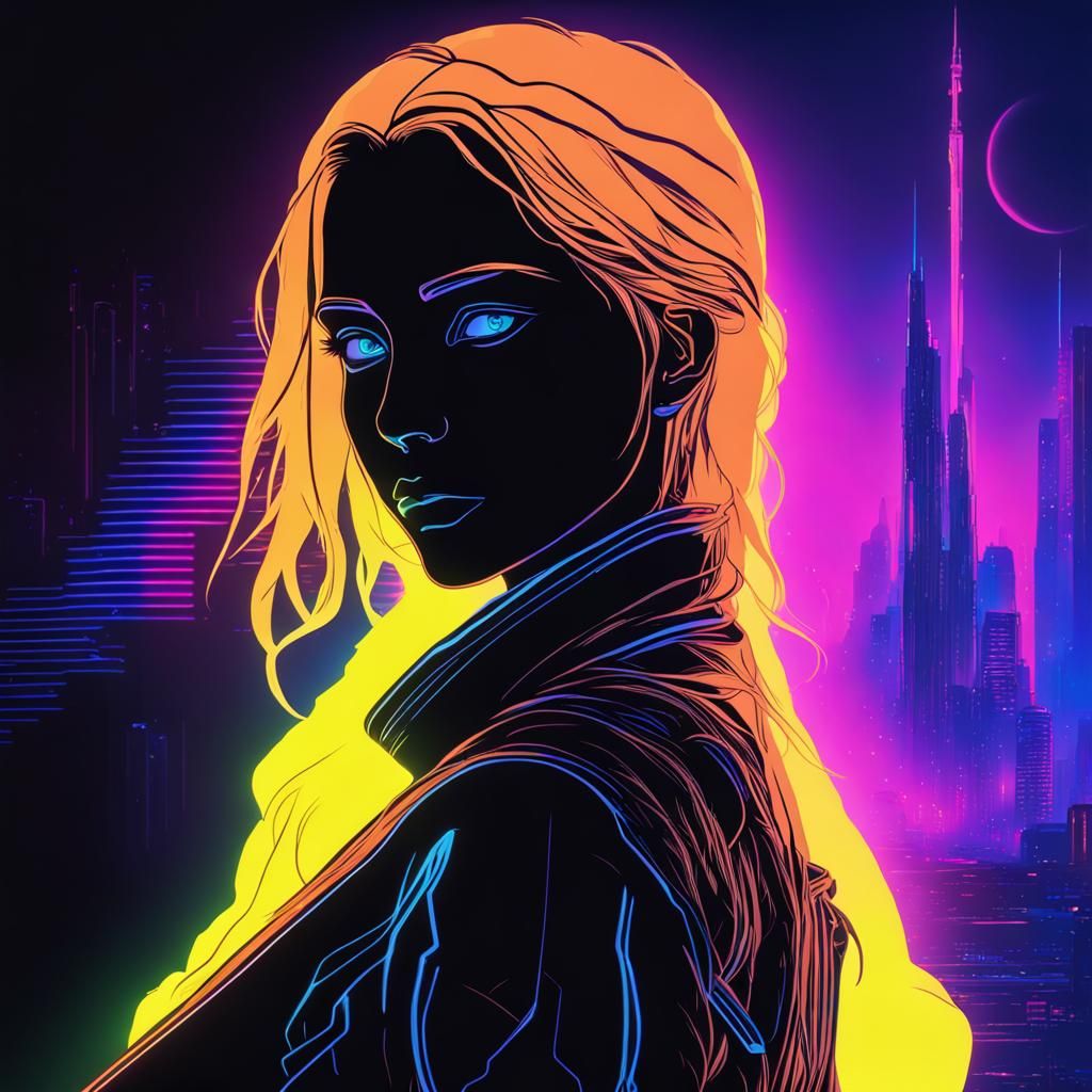 Chani's Silhouette: A Neon Cyberpunk Dune Portrait