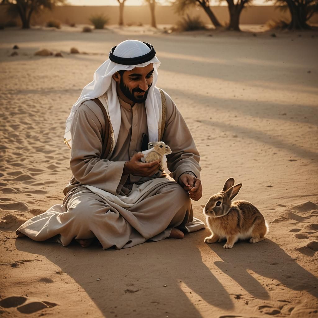 Arabian Man and Bunny: Cinematic Film Still